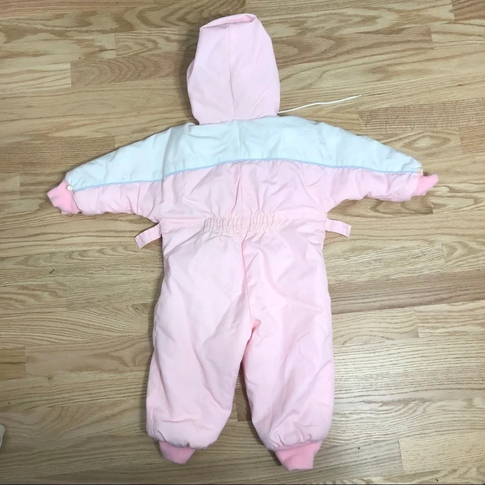 Vintage Tidykins Kids Snowsuit Quilted Puffer 18 Months Bunting 90s 80s Hooded